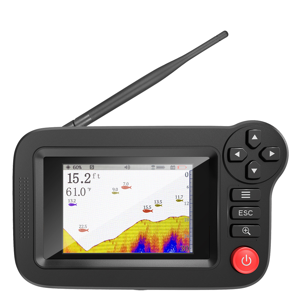 Fish Finder Portable - เครื่องหาปลาอัจฉริยะ - เครื่องหาปลาแบบพกพาและเครื่องค้นหาความลึกสําหรับการตกปลาเพื่อการพักผ่อนหย่อนใจจากท่าเรือ ชายฝั่ง หรือธนาคาร