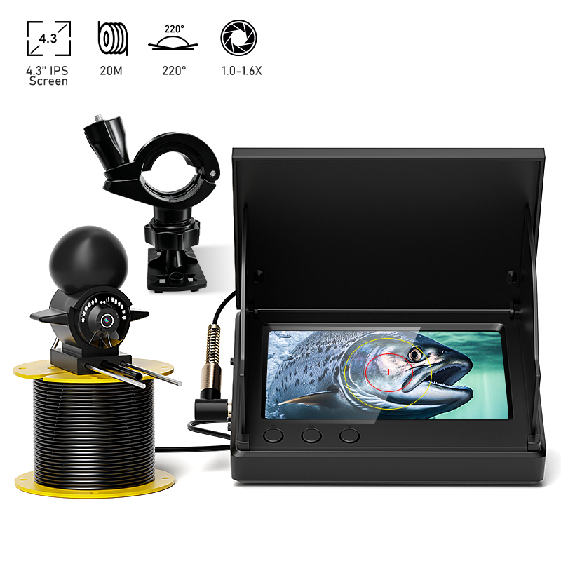 Fish Finder Portable - เครื่องหาปลาแบบพกพา LCD ขนาด 4.3 นิ้ว, กล้องตกปลาใต้น้ำลึก