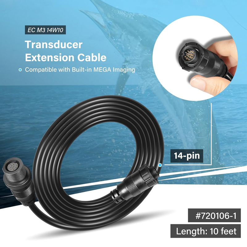 Fish Finder - สายต่อขยายทรานสดิวเซอร์ 10 ฟุต 14 พิน เหมาะสำหรับ