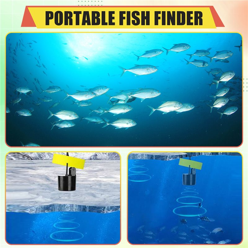 Fish Finder Portable - เครื่องหาปลาแบบพกพา ABKV พร้อมเครื่องวัดความลึกของน้ำ เครื่องวัดอุณหภูมิ พร้อมเซ็นเซอร์โซนาร์แบบมีสาย สำหรับการตกปลา
