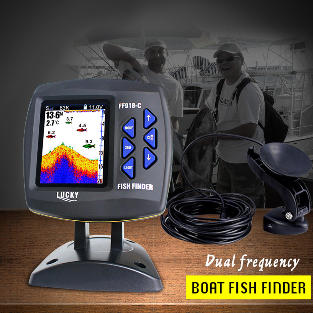 หน้าจอสี FF918-C100DS แบบมีสาย - Fish Finder Transducer บทวิจารณ์และราคา