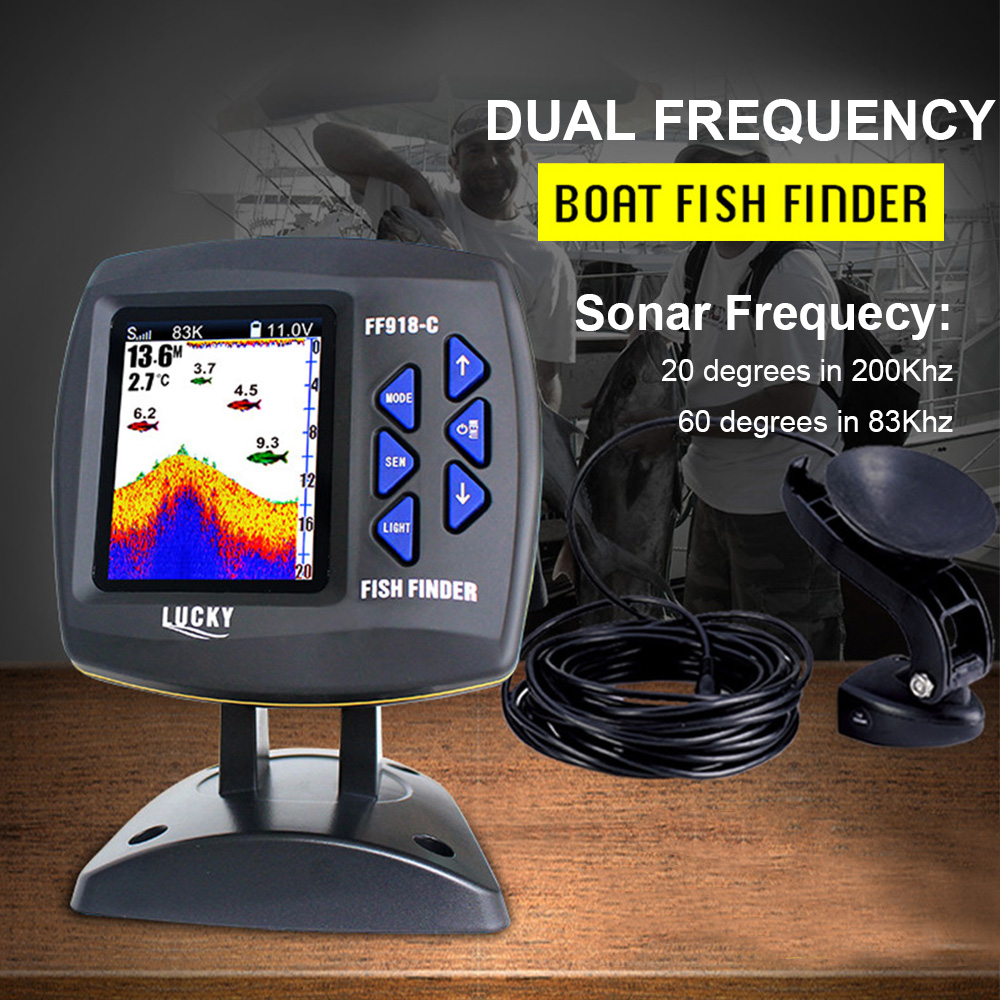 หน้าจอสี FF918-C100DS แบบมีสาย - Fish Finder Transducer บทวิจารณ์และราคา
